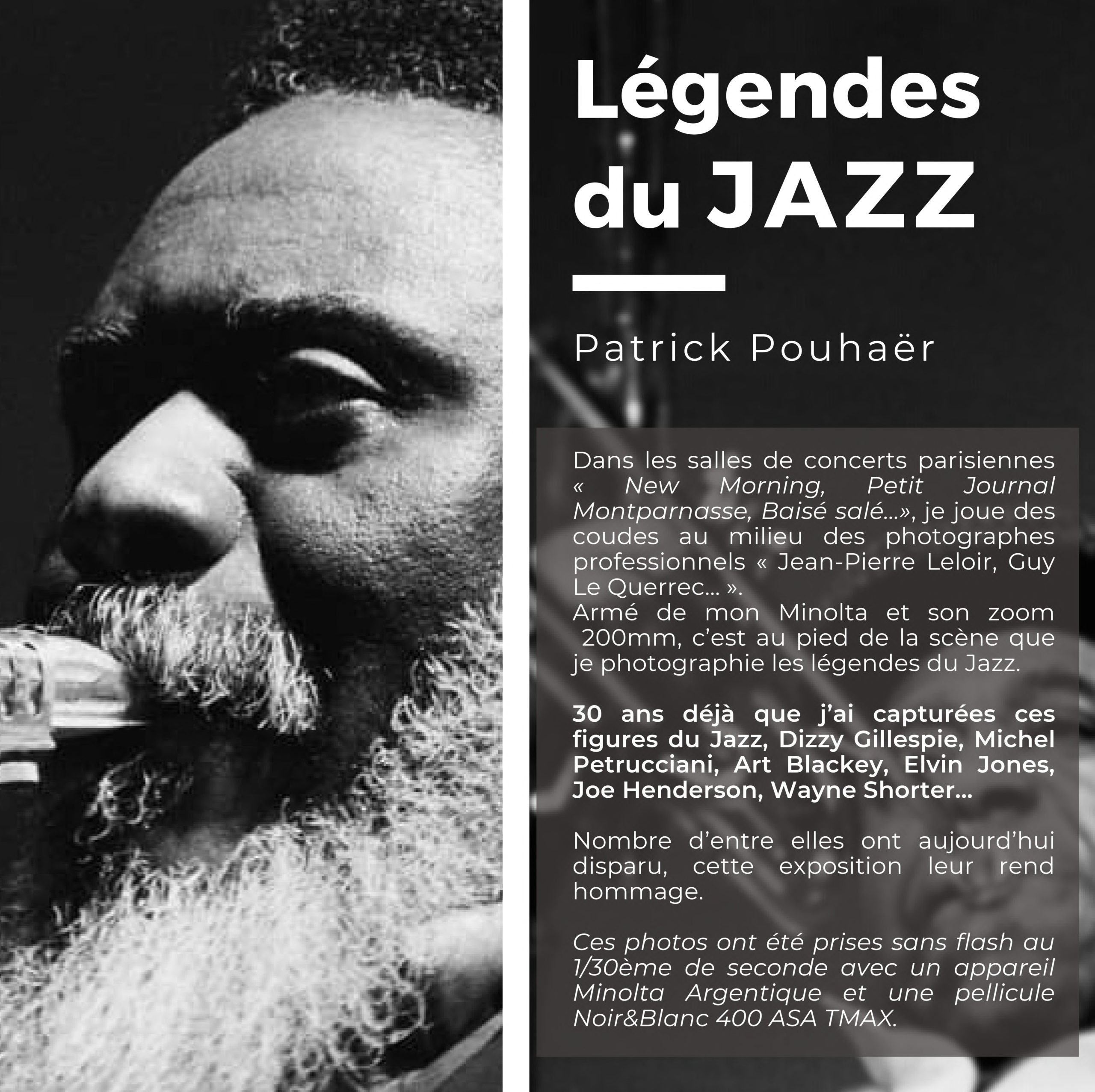 Exposition photos "Légendes du Jazz" - Patrick Pouhaer