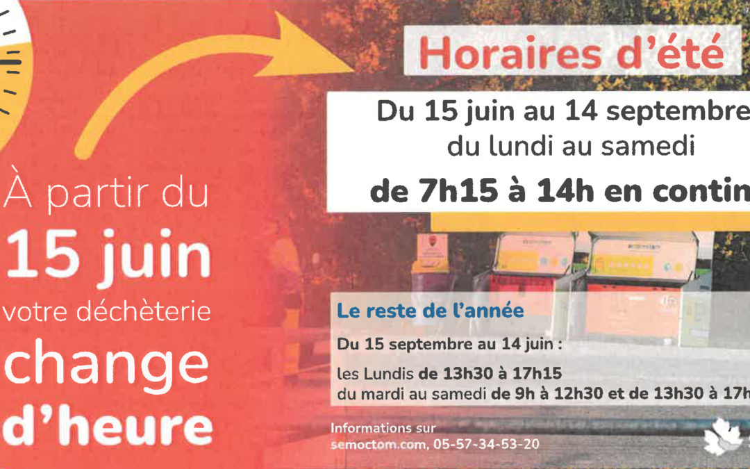 Déchetteries : horaires d’été