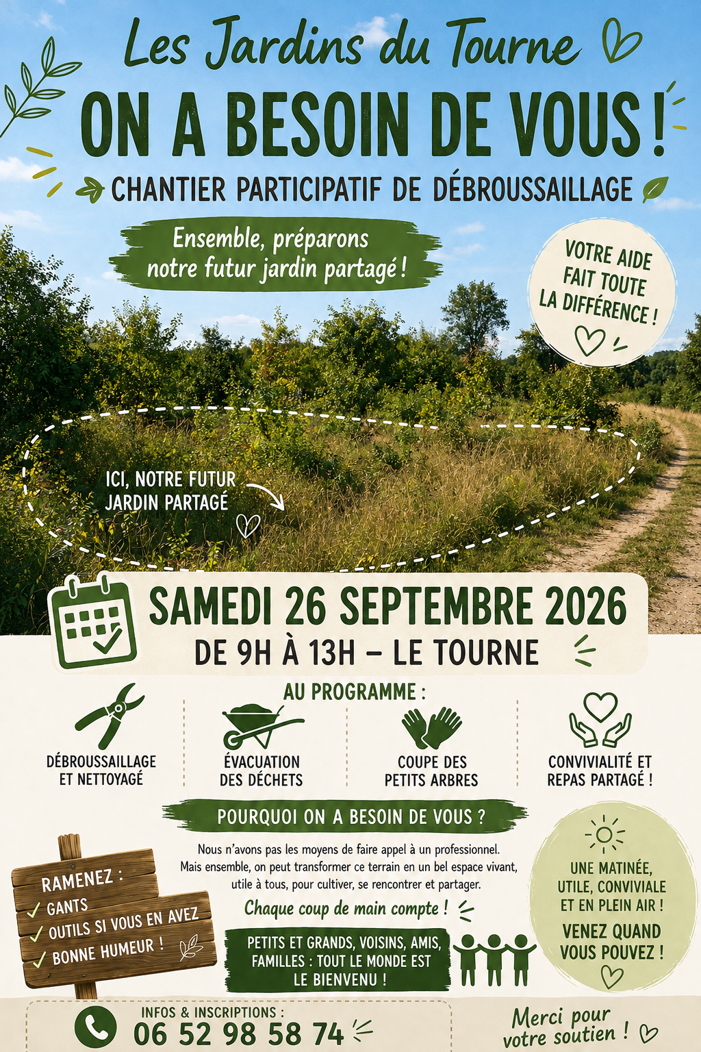 Jardins du Tourne : Chantier débrousaillage